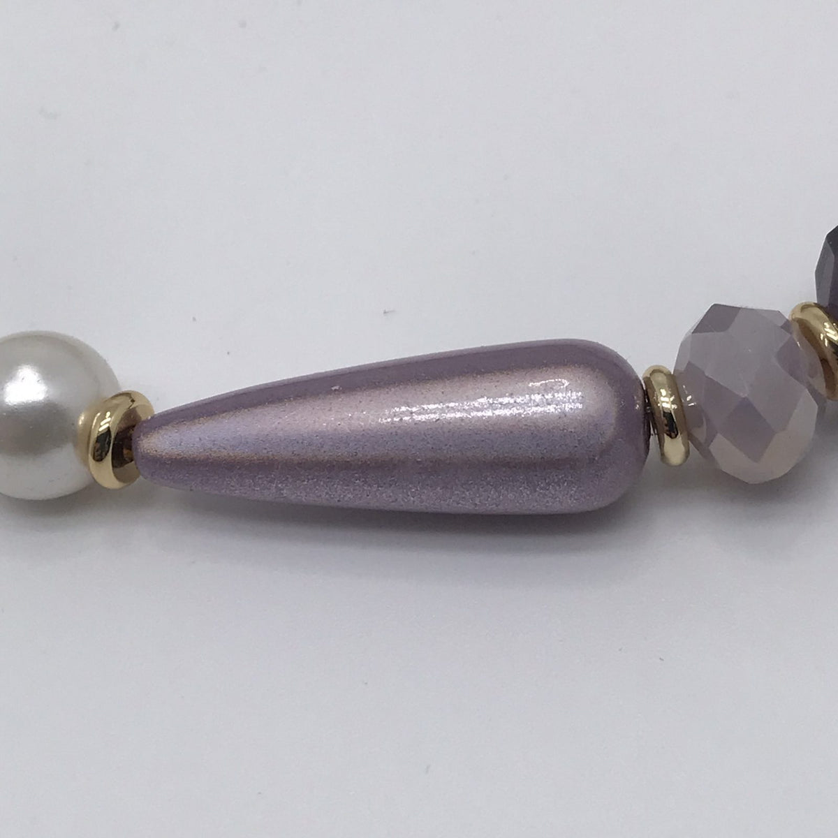 Collier en perles naturelles, cristal taillé mauve 2093