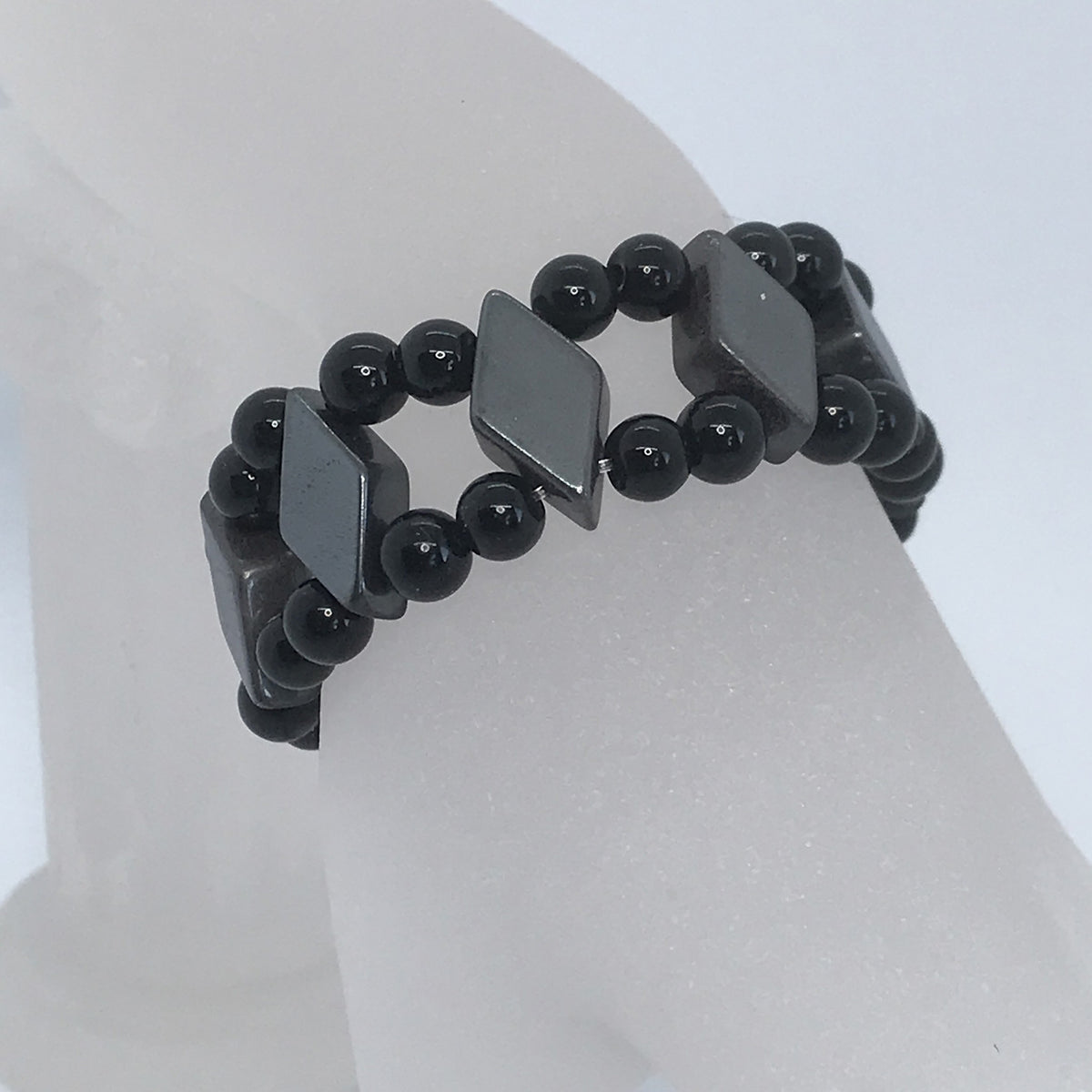 Bracelet double obsidienne naturelle 1053