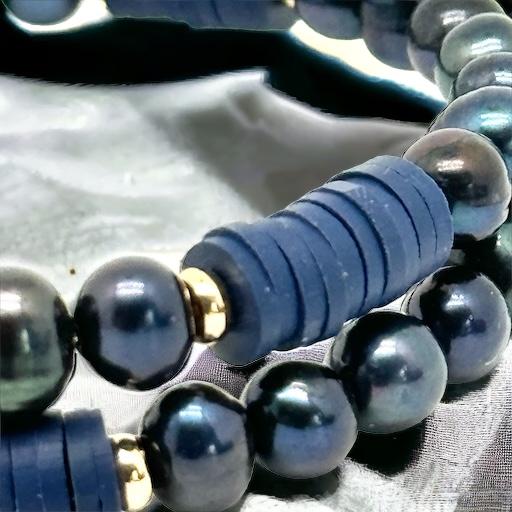 Bracelet en perles d'eau douce bleues 1102