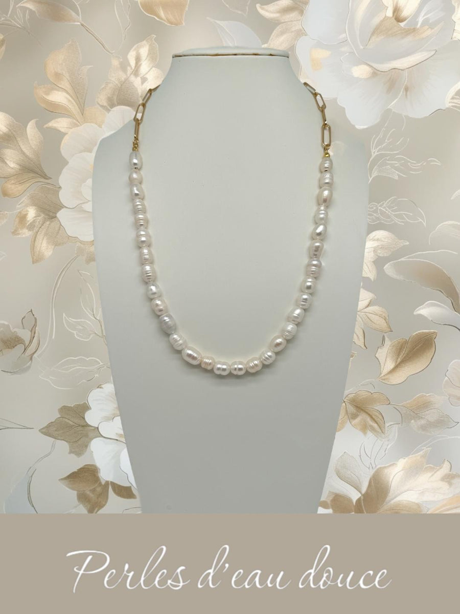 Lot De 5 Perles Baroques D’eau Douce Naturelles – N22 – Couleur Rose – Monture Plaqué Or Jaune