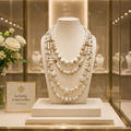 Collier de Luxe en Howlite Beige – 4 Rangs & Plaqué Or 18 Carats