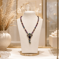 Collier Jaspe Impérial Violet & Améthyste – Pendentif Paon Bohème Chic | La Boîte à Merveilles