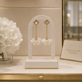 Boucles d’oreilles Fleur de Nacre 7 cm – Laiton Plaqué Or, Nacre & Zirconiums / la boîte à merveilles