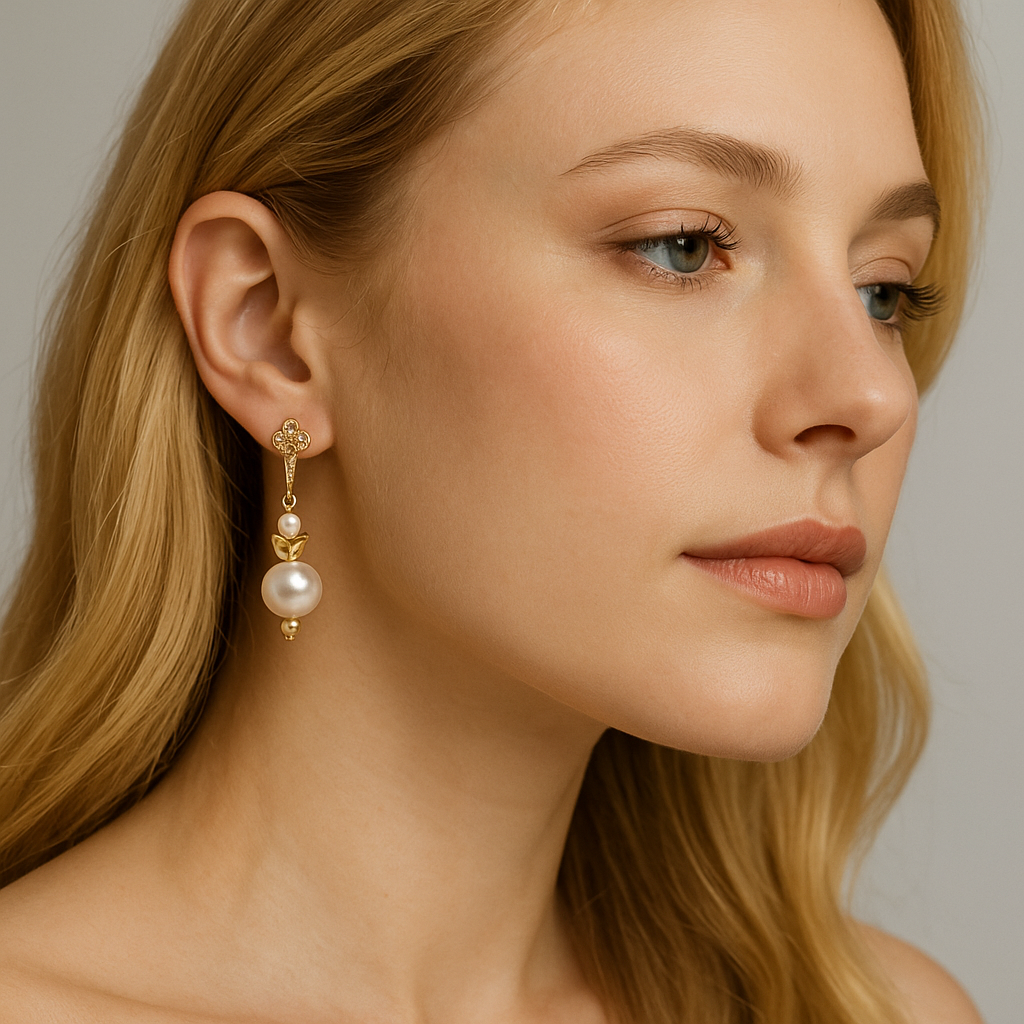 Boucles d’oreilles perles et strass plaqué or 3106