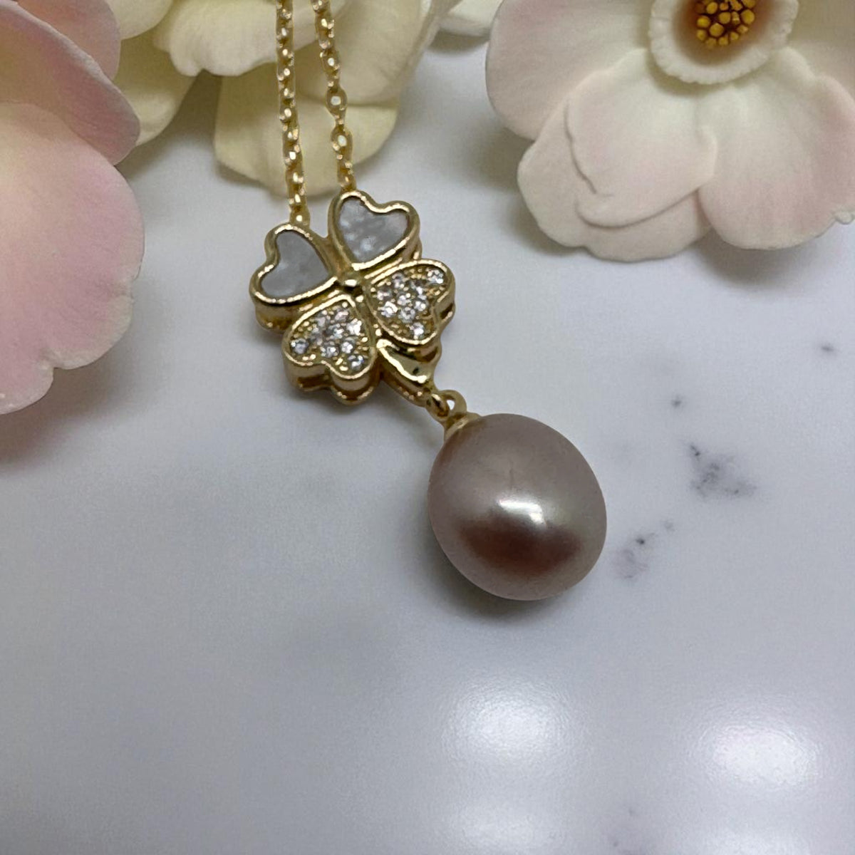 Collier pendentif perle d’eau douce rose 2223
