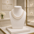 Collier Double Rang en Perles Akoya – Fermoir Argent,Élégance Joaillière