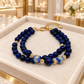 Bracelet double rang en lapis-lazuli et cloisonné – 17,5 cm