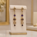 Boucles d’oreilles Améthyste naturelle plaqué or – Cœur précieux 7 cm 💜✨
