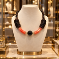 Collier en Bois Précieux & Bakélite – Plaqué Or – 46 cm
