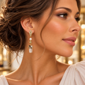 Boucles d’oreilles Cristal facetté & perles naturelles – Plaqué or