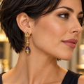 Boucles d’oreilles Résine et Feuilles d’Or – Plaqué Or – 45 mm