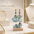 Boucles d’Oreilles Fleurs de Soie Bleu Céladon – Vermeil & Émail Cloisonné