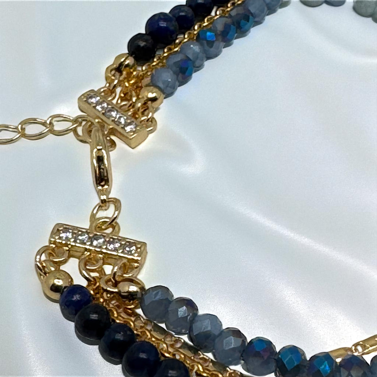 Sautoir lapis lazuli et cristal de bohème 2226