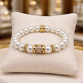 Bracelet, perles de coquillages, 10 mm 1279