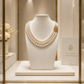 Collier Luxe Trois Rangs Perles de Coquillages 8 mm – Fermoir Plaqué Or Serti Zirconiums