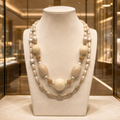 Collier de Luxe Double Rang en Howlite Naturelle et Perles de Bakélite