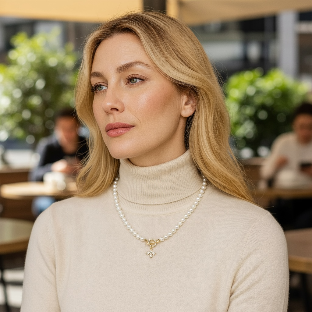 Collier en perles naturelles togle abeille 2242