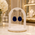 Boucles d’Oreilles Goutte Lapis-Lazuli Naturel | Zirconiums & Plaqué Or | Fabrication Française
