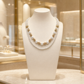 Collier double rang en perles de coquillage et plaqué or – 48 ou 56 cm
