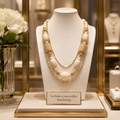 Collier Élégance Naturelle – Bois & Howlite Beige, Plaqué Or 18 Carats