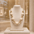 Collier Luxe Howlite Beige & Bakélite – Plaqué Or 18K