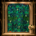 Foulard en Crêpe de Soie Motifs Iris – Inspiration Van Gogh, 95 × 180 cm