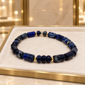 Bracelet Agate Veinée et Lapis-Lazuli – Mixte 17 cm