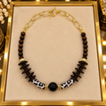 Collier en Bakélite & Bois Précieux – Chaîne Plaqué Or – 50 cm