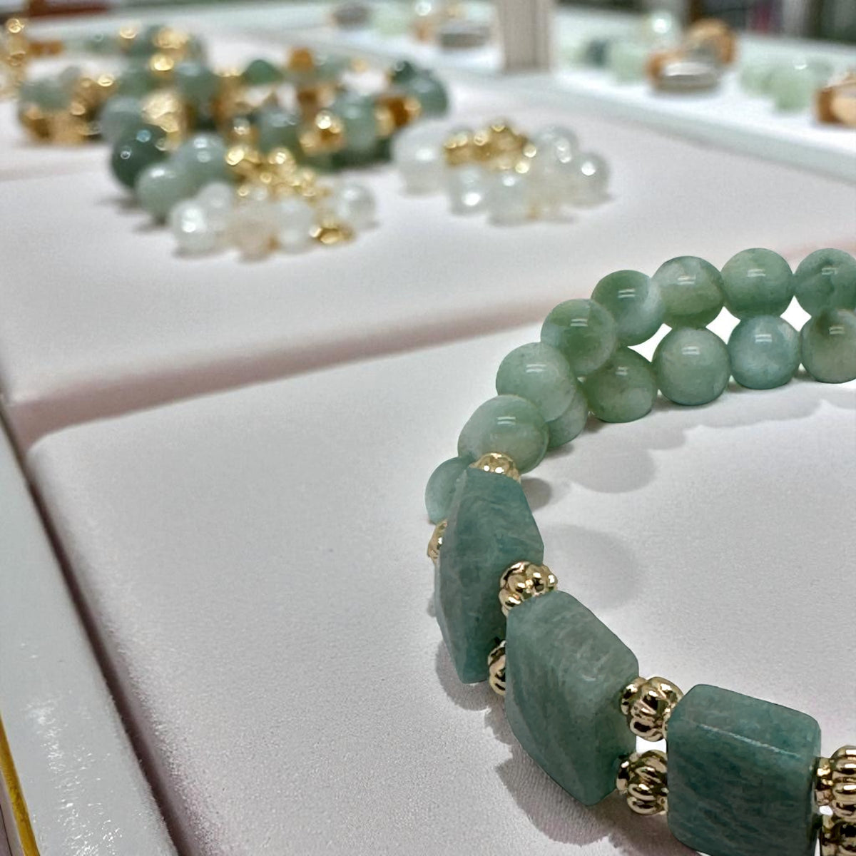 Bracelet double rangs en larimar véritable 1210