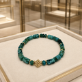 Bracelet unisexe en turquoise céladon et plaqué or 18 carats