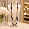Sautoir Lapis-Lazuli Bleu Royal 72 cm – Perles 4 mm et Plaqué Or 18 Carats