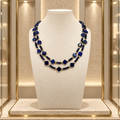 Collier luxe double rang en lapis-lazuli et plaqué or – 46 cm