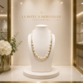 Collier Femme en Howlite Beige et Plaqué Or 18 Carats – Style Bohème Chic