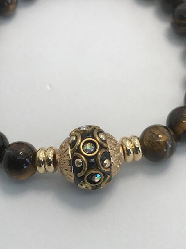 Bracelet oeil de tigre et perle indonésienne 1022