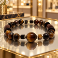 Bracelet œil de tigre et bois précieux – 18 cm – Homme et femme