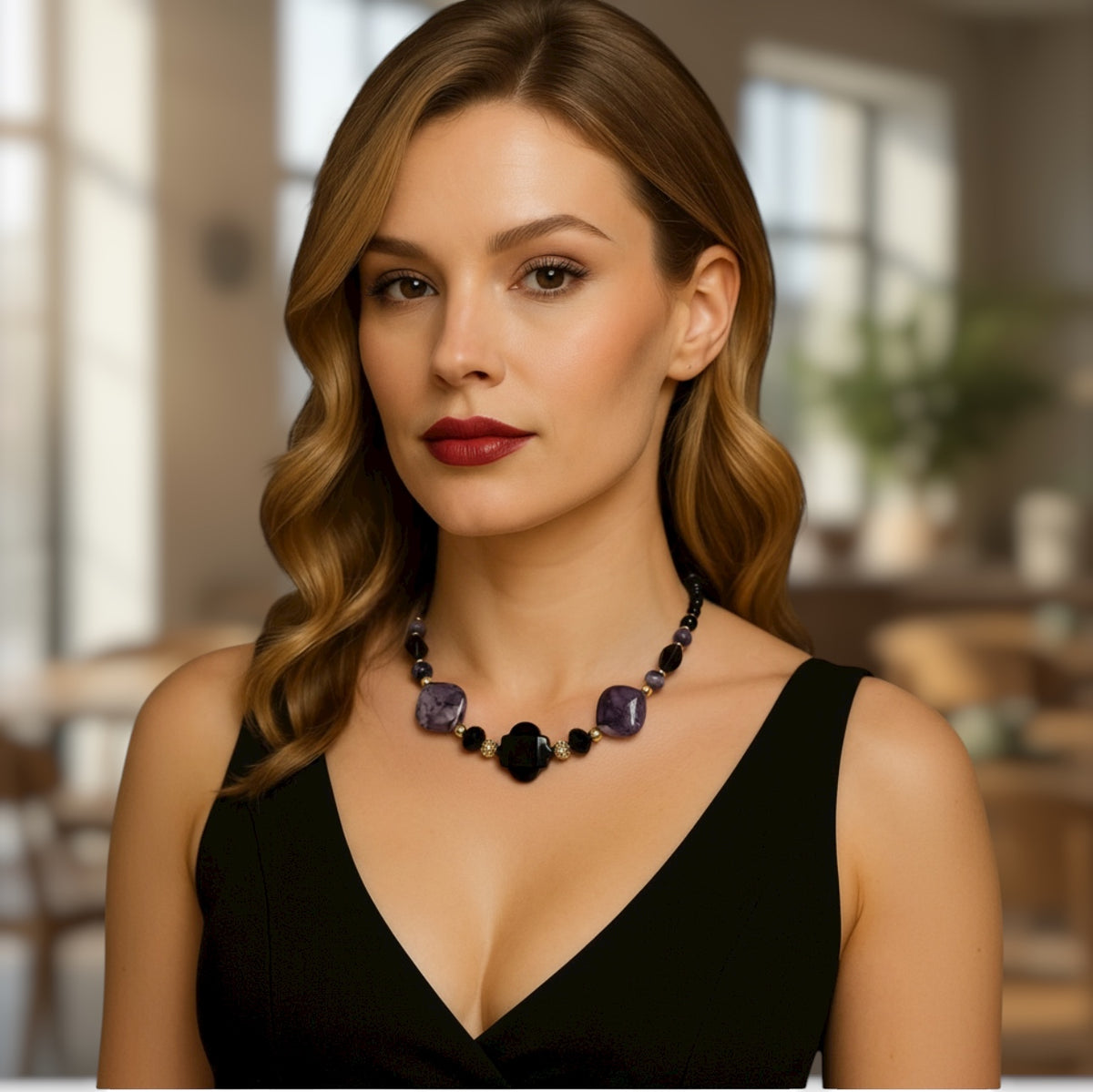 Collier en obsidienne 2229