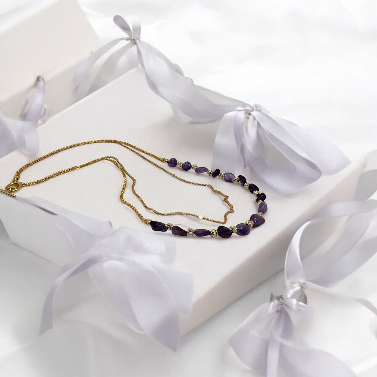 Collier en perles d’améthystes baroques 2220