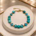 Bracelet Luxe en Turquoise Naturelle – Perles 8 mm & Plaqué Or | La Boîte à Merveilles