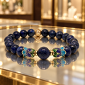 Bracelet lapis-lazuli 8 mm et émail cloisonné – Femme et homme – 17,5 cm