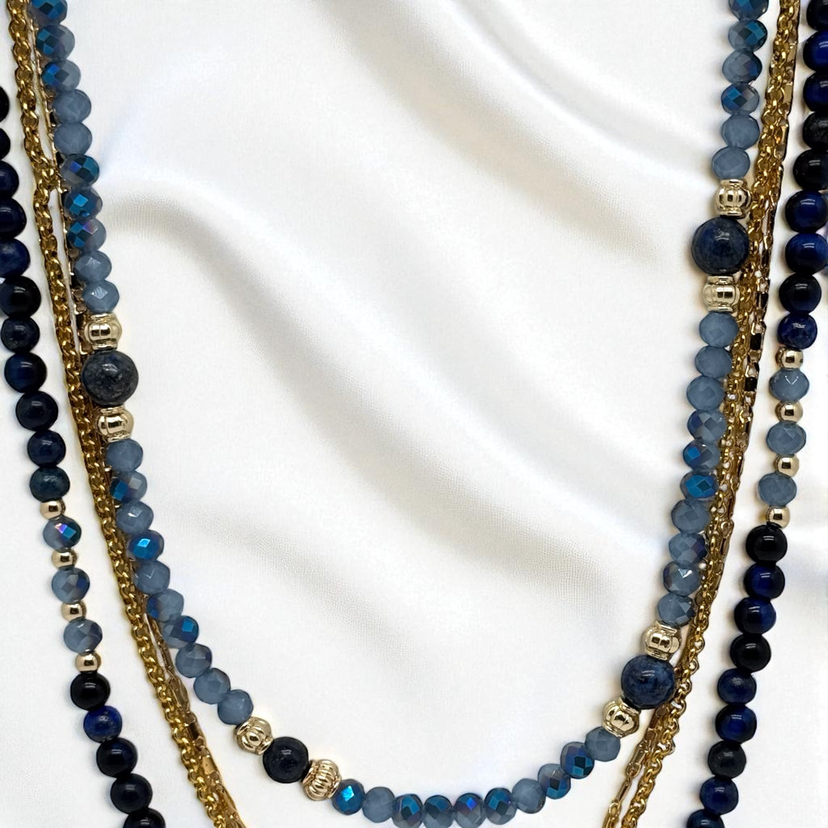 Sautoir lapis lazuli et cristal de bohème 2226