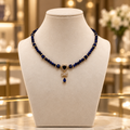 Collier lapis-lazuli naturel, cœur et papillon plaqué or 18 carats – 40 cm