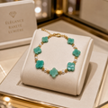 Bracelet Larimar plaqué or – Perle coquillage & pierres naturelles| Bijou femme élégant