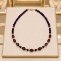 Collier de Luxe en Améthyste Naturelle & Perles Millefiori – Plaqué Or | Création Artisanale