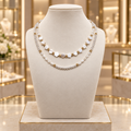 Collier double rang nacre et coquillage 43 cm – Pièce unique