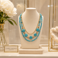Collier de Luxe Triple Rang en Turquoise Naturelle – Création Artisanale Française