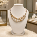 Collier Double Rang Nacre Naturelle & Howlite Beige – Plaqué Or 18 Carats | Bijou Créateur