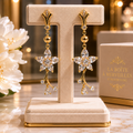 Boucles d’oreilles élégantes fleur en cristal taillé et plaqué or