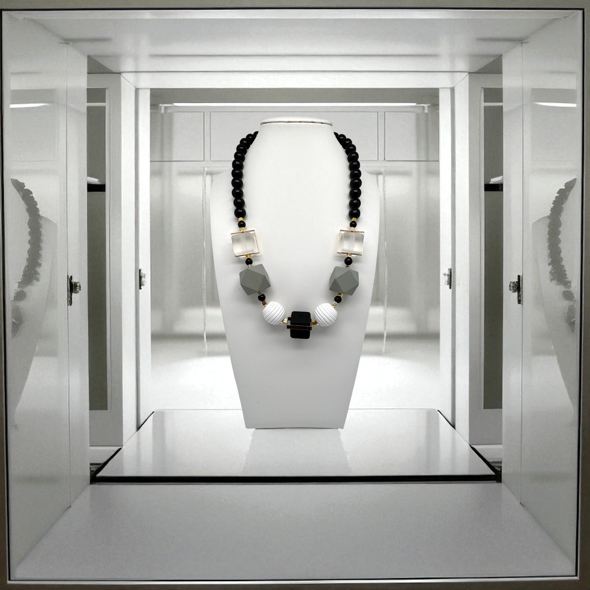 Collier en obsidienne et perles fantaisie 2232