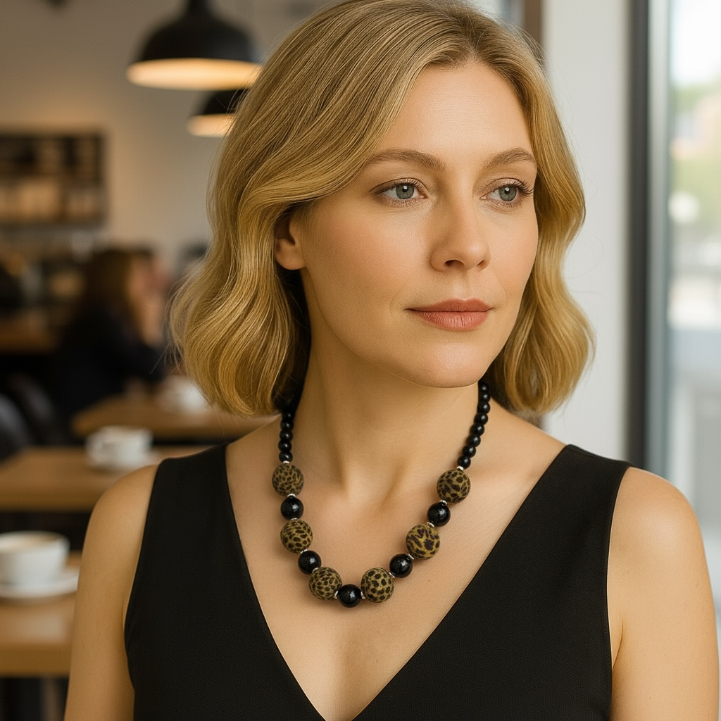 Collier obsidienne et perles fantaisie 2236