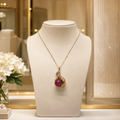 Pendentif Léopard en Plaqué Or 14 Carats avec Grenat Naturel 15 mm